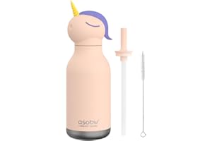 Asobu Bestie Unicorn Insulated Stainless Steel Water Bottle with Straw, 460ml