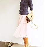 Milk tea マタニティ 授乳服 リバーシブル・チュールスカート 2Way ボトムス 産前産後 (インディピンク)