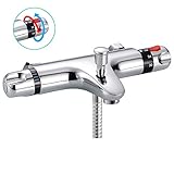 hotbest 浴室用水栓 サーモスタット バス用混合栓 バス用水栓金具 壁付サーモスタット混合栓 サーモスタット付シャワー 水栓 寒冷地向け