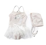 AvaCostume女の子帽子かわいい白鳥バレエ水着 4T