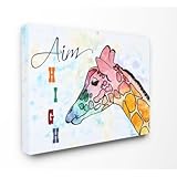 The Kids Room by Stupell "Watercolors Aim High Giraffe Stretched" Canvas Wall Art [並行輸入品]