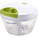 Guowall Three Blades Chopper Garlic Cutter Manual Food Processor, Vegetable Slicer and Dicer, 400ml Large Capacity Bowl