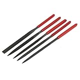 uxcell　ヤスリ　ファイルセット　メタル　トライアングル　ラウンドポイント ?スクエア　フラット　グレー　5mm x 180mm　5 in 1