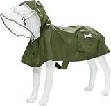 MAMORE 犬用レインコート ポンチョ カッパ ドッグ雨具 着脱簡単 防水 撥水 防風 反射材 フード付き 丈夫 軽量 速乾 小型犬 中型犬 大型犬 梅雨対策 散歩 防雨 通気 可愛い (アーミーグリーン, S-アーミーグリーン)
