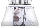 KESS InHouse MB6032ACD03 Maria Bazarova "Young Girl" Red Black King Cotton Duvet Cover, 104" x 88" [