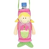 ステファンジョセフ【ハリウッドスター&セレブ御用達】女の子用ピンクマーメイドマスコット付メッシュペットボトルホルダー,人魚,ペットボトルケース,Stephen Joseph,黄緑,遠足【並行輸入】