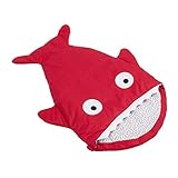 シュラフ　ベビー　おくるみ　サメの形　寝袋　ブランケット　暖かい 赤ちゃん対応　柔らかい肌触り (赤)