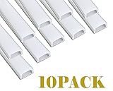 muzata 10個パック3.3 Ft / 1 mミルキープラスチックカバーレンズfor UシェイプシルバーLEDアルミチャンネルほこり保護