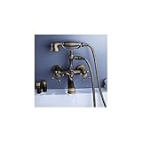 Homelava 浴槽水栓 レインシャワー 節水 シャワー製品 壁付水栓　シャワー水栓　ハンドシャワー付き　ブロンズメッキ加工 真鍮　アンティーク