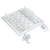 Elegant Glass Chess & Checker Board Set Clear & Frosted[並行輸入品]