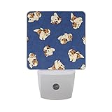 Alaza LED Night Light withスマートDusk to Dawnセンサー、犬パターンプラグin Night Light Great Forベッドルームバスルーム、廊下、階段または任