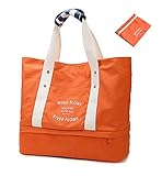 CXYP トートバッグ 多機能 旅行 靴まで収納 マザーズバッグ 大容量 インナーポチ付き 軽量 手提げ バック 4色 (オレンジ)
