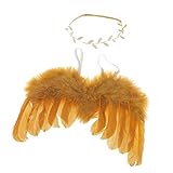 Lovoski 　撮影写真　道具　翼　羽根　天使　ヘッドバンド　ベビー　男女兼用　全4色 - 金+金