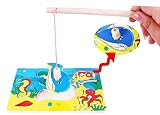 【Child Fish】 楽しい お魚釣り かわいい さかな くじら たつのおとしご たこ さんを 釣ろう ！ 木製 魚釣り ゲーム 磁石で くっつく
