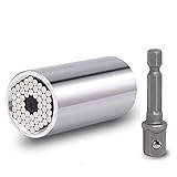 万能 ソケット レンチ ユニバーサル ソケット ドリルアダプター 付き 2点セット( 7～19mm,1/4～3/4インチ) 対応 グリッパー & ドリルアダプター