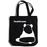 QUINTETTO(クインテット)パンダ アニマル キャンバス TOTO BAG トート バッグ Bag マザーバッグ 03-620-6991-92 (ブラック(BLACK))