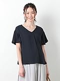 ANGELIEBE エンジェリーベ マタニティ 授乳口付き ウォッシャブル ジョーゼット フレア スリーブ ブラウス 妊婦服 産前産後 半袖 M ネイビー 21936 21936260