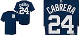 マジェスティックDetroit Tigers Miguel Cabreraキッズネイビー高密度Tシャツ L ブルー