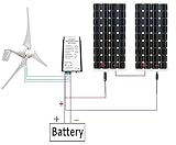 ECO-WORTHY 600W発電システム 12V/24V 風力発電機 400W+単結晶ソーラーパネル12V 100W*2個+MC4 コネクター配線