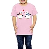Ariesシャツ 2歳～６歳子どもＴシャツペンギン夫婦 カップル ジュニアＴシャツ キッズＴシャツ ピンク 4 Toddler