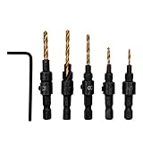 B Baosity 5pcs　HSS カウンターシンクドリル　ツイストドリルビット　六角シャンク　レンチ付き