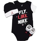 NIKE(ナイキ)エア・ジョーダン 0-6months ブラックFLY LIKE MIKEエアジョーダン(JUMPMAN)半袖ボディスーツ超豪華3点セット [並行輸入品]