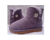 women snow boots / Leather shoes, very warm, very high quality Classic bailey Bling Crystal button R