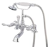 Elements of Design DT2035AX Hot Springs Deck Mount Clawfoot Tub Filler with Hand Shower, 8" in Spout