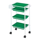 トレーワゴン グリーン [ エステワゴン ネイルワゴン キッチンワゴン マルチワゴン サイドワゴン キャスター付き 収納 業務用 サロン ワゴン ラック ]◆