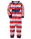 カーターズ パジャマ carter's 2t(88-93cm) 男の子用赤xグレーボーダーくじらさん綿素材足なしカバーオール