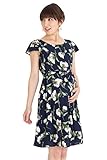 Sweet Mommy 大人可愛い プリントシフォン 授乳ワンピース Aライン ママワンピ フェミニン 一枚でキマる 春 夏 お宮参り 授乳服 マタニティウェア 産前産後／M／ネイビー