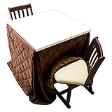 【シーンに合わせて高さ調節可能 ハイタイプこたつ4点セット】 80×80cm 継脚機能で高さを3段階に調節可能 ハロゲンヒーターで2秒で速暖 手元電子コントローラーで簡単操作 メーカー保証 (Mタイプ ダークブラウン色)