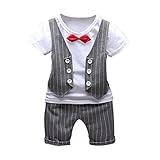 Cutelove 子供服 ベスト Tシャツ Tシャツ＆パンツ 上下セット 半袖 ショートパンツ ネクタイ付き 男の子 赤ちゃん 可愛い 夏 3色
