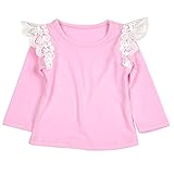 Cutelove ベビー長袖　Tシャツ　無地 キッズ服　ガールズ　秋　ロングスリーブ　トップス　コットン レース　可愛い