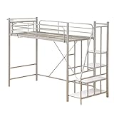 ロフトベッド パイプベッド 『 階段付き ロフトベット レジデンス /シングル/シルバー/ 』 ht-ht70-95-003