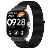 [ROBANDOO] For Xiaomi Redmi Watch 4 専用バンド 交換バンド 保護フレーム一体型 ベルト マジックテープ式 通気ナイロンバンド スポーツバンド 簡単取り付け 男女兼用 (黒)