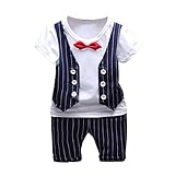 Cutelove 子供服 ベスト Tシャツ Tシャツ＆パンツ 上下セット 半袖 ショートパンツ ネクタイ付き 男の子 赤ちゃん 可愛い 夏 3色