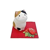 三毛猫の縁起飾り 鯛 ちりめん細工 みけねこ ちりめん置物 小さなねこ置物 ネコ好き ミケネコ 可愛いねこ飾り 縁起物 鯛 おめでたい 置物 開運招福 贈り物