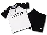 (Jordan)ジョーダン ベビージョーダン Tシャツ＆ズボン　セット (3-6M (3-6ヵ月頃 65-70cm), 白黒ダークグレイ) [並行輸入品]