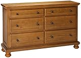 Ashley trishleyコレクションb659 – 31 65 " 6-drawer Dresser with Natural Sawフェルト裏地付きマークトップ引き出しとソリッドPine Woo