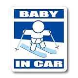 わーるどくらふと BABY IN CAR スキーバージョンA ステッカー （あお）