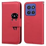 TEDTIKJT 向けのMoto G66Y 5G ケース 手帳型 かわいい漫画のキャラクター レザー 財布型 カード収納 手帳型携帯カバー ためにMotorola Moto G66J 5G カバー スマホケース 衝撃吸収 全面保護 ためにMotorola Moto G56 5G マグネット開閉式 携帯カバー スタンド機能 向けのmoto g66j 5g ケース -レッド