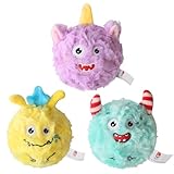 犬 おもちゃ ボール 3個セット ぬいぐるみ風 ペットおもちゃ 【犬 ボール 壊れない・噛むおもちゃ・犬用ボール】小型犬 中型犬のストレス解消 歯みがき 運動不足対策 犬 ボール遊び (モンスター)