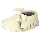 UniqueベビーレザーBow Moccasins滑り止めタッセルPrewalker幼児用靴( M ( 5.5インチ、クリーム)
