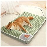 MDICNYV 中型犬 ベッド 枕付きペットベッド 洗える 小型犬 低反発ベッド 大型犬 クッション 猫 ベッド 冬 キャットハウス ペット用マット ソファー さらさら ドライブベッド 高齢犬 ジェラートピケ 清掃しやすい 通気性 蒸れにくい 多頭飼い 取り外せるカバー 滑り止め 防水 ペット用品 犬 グッズ(60x40 cm,グリーン)