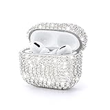 EZICOK キラキラダイヤモンド AirPods プロケース シックファッション ガールズ レディース ハンドメイド シルバー グリッター ラグジュアリー ラインストーン クリスタル ハードカバー Apple AirPods Pro充電ボックス Airpod Proシャイニーアクセサリー