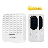 ワイヤレスチャイム 呼び出しベル インターホン-TopYart 防塵 防水 呼出音楽52メロディー 最大受信距離300m コンセント式受信機　ソーラー充電送信機　配線不要 取付簡単 コードレスチャイム