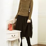 Milk tea マタニティ 授乳服 リバーシブル・チュールスカート 2Way ボトムス 産前産後 (ブラック)