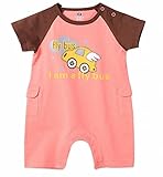 nico+(ニコプラス) ロンパース 肩 股下 スナップ ポケット付き プリント デザイン ピンク 73cm