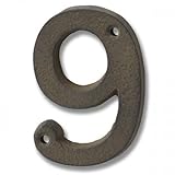 Rustic Brown Cast Iron Number "9"
